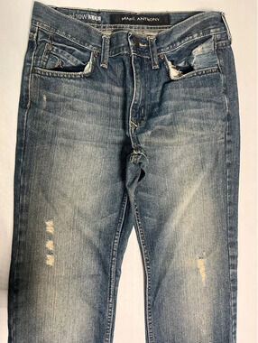 0018 Marc Anthony Men's Distressed Slim Fit Jeans Medium Wash 30x30